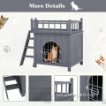 Cage de maison de chiens de chat en bois intérieur / extérieur à 2 étages